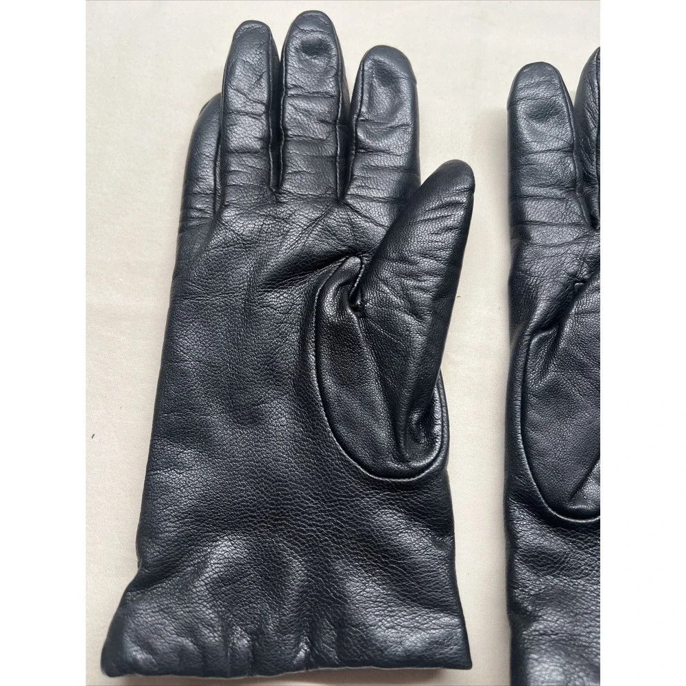 vintage black leather Gloves 100% Cashmere Lining size 7 ‎ gloves ladies